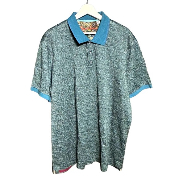 Robert Graham Men's Blue/Multi Classic Fit Short Sleeve Golf Polo Shirt Size 2XL - Picture 1 of 9